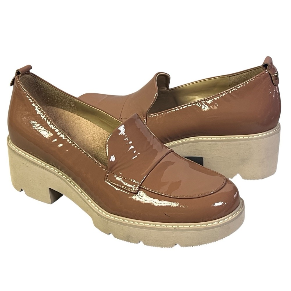 Naturalizer Patent Leather Chunky Loafers in Dusty Rose
